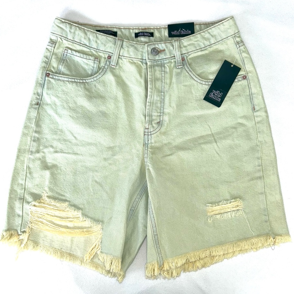 wild fable Light Mint Distressed Denim Bermuda Shorts
